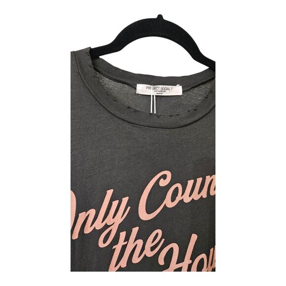 NWT Project Social T "ONLY COUNT THE HAPPY HOURS" Womens M Distressed Sleeveless - Picture 3 of 7